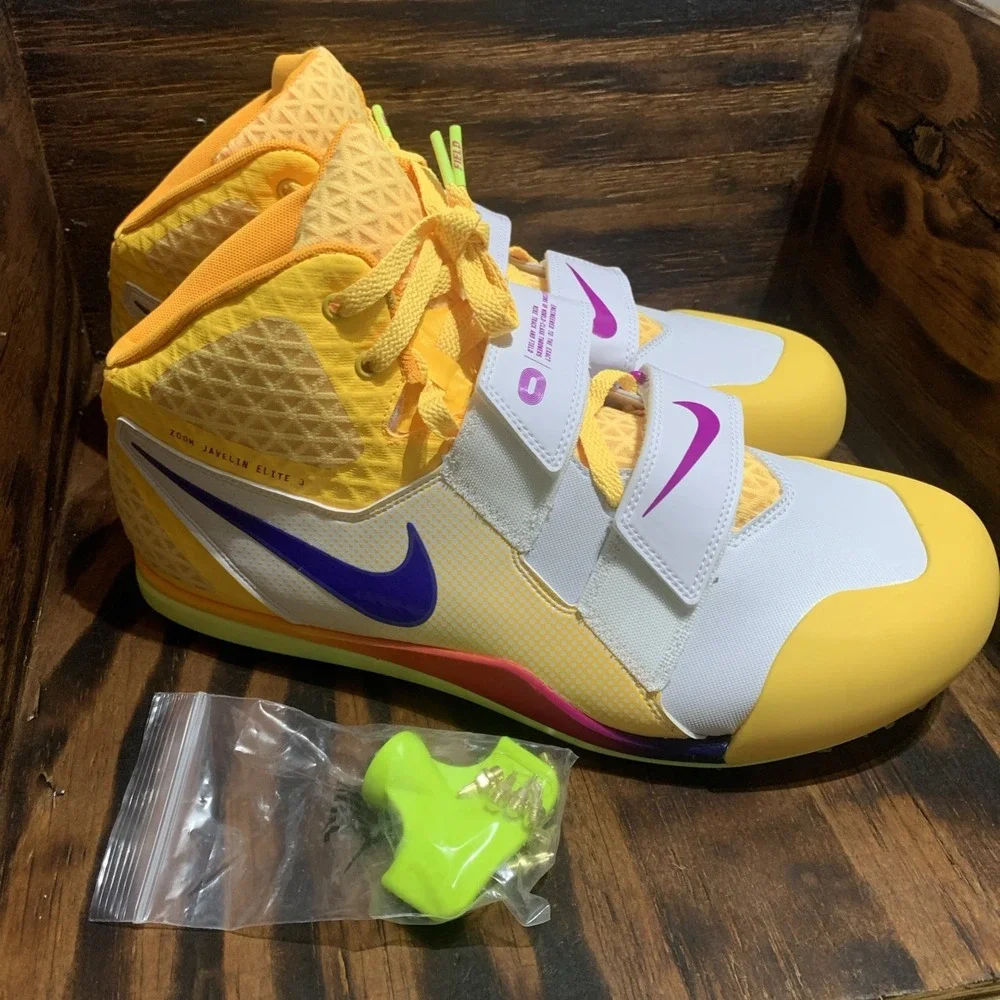 Nike Zoom Javelin Elite 3 Mens Size 14 Throwing Shoes Citron Pulse Indigo‎ Burst